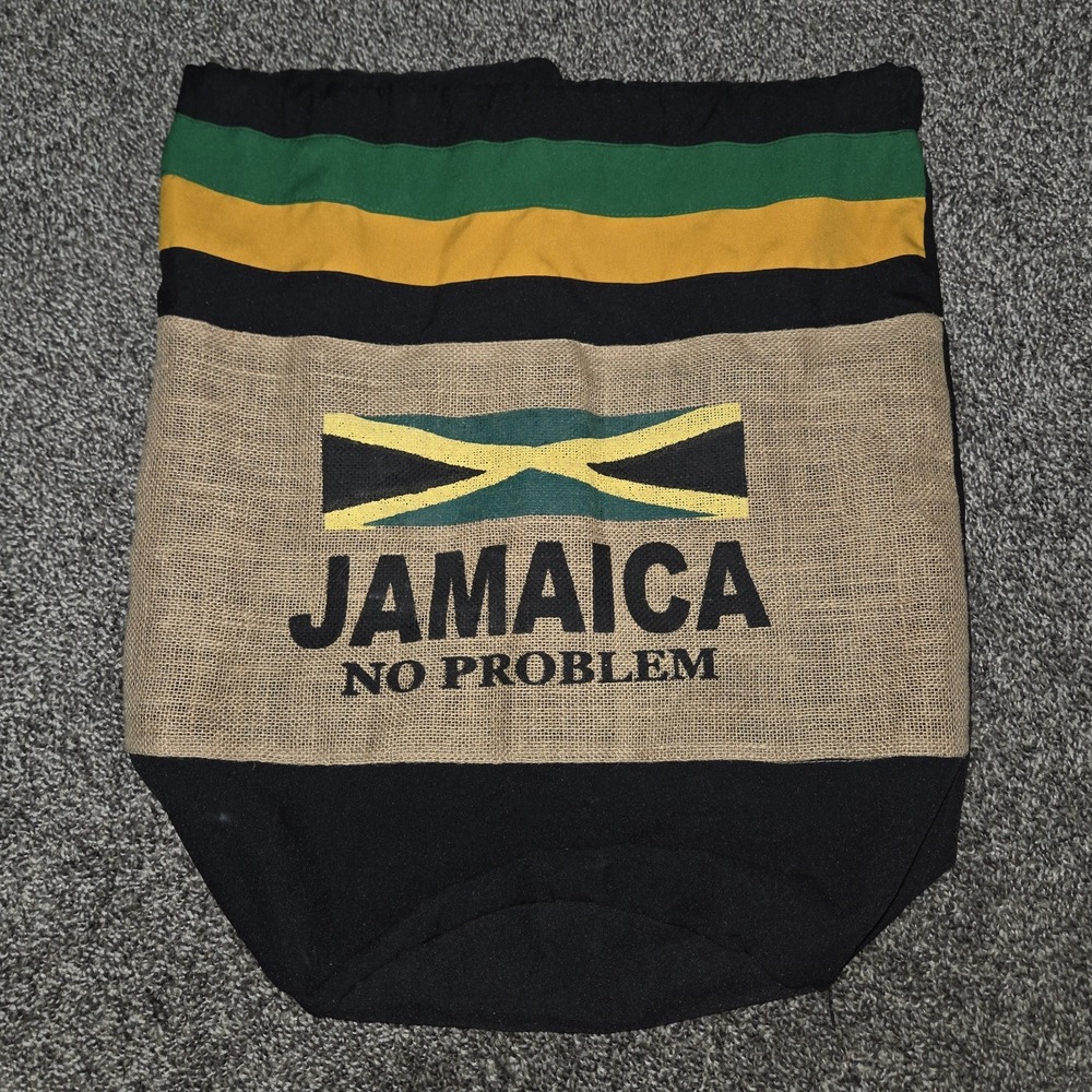 Colorblock Drawstring Duffle Bag w/ Adjustable Shoulder Strap Jamaica Flag